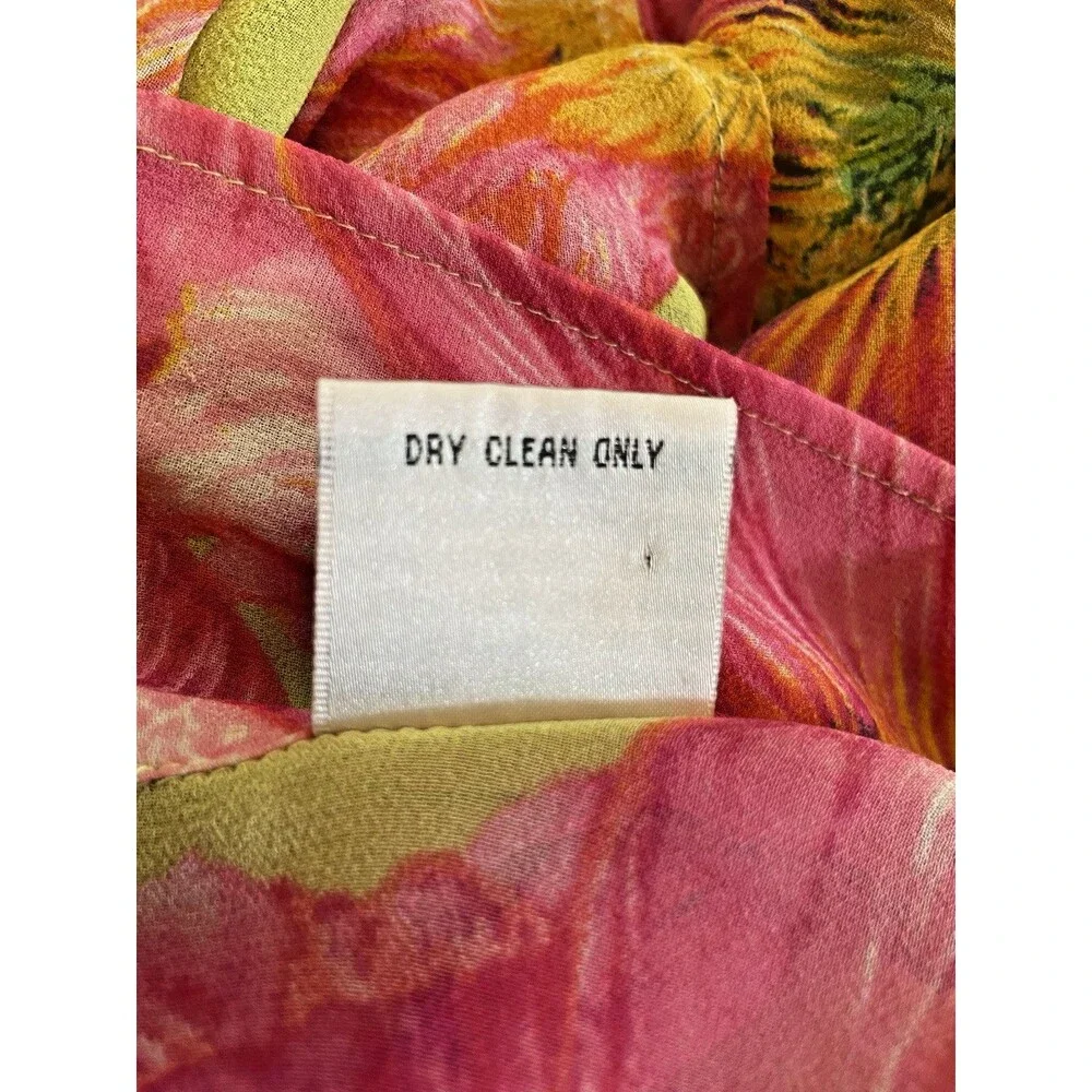 Vintage Jane Seymour Signature Multicolor Floral 100% Silk Blouse Size Medium - Picture 7 of 8